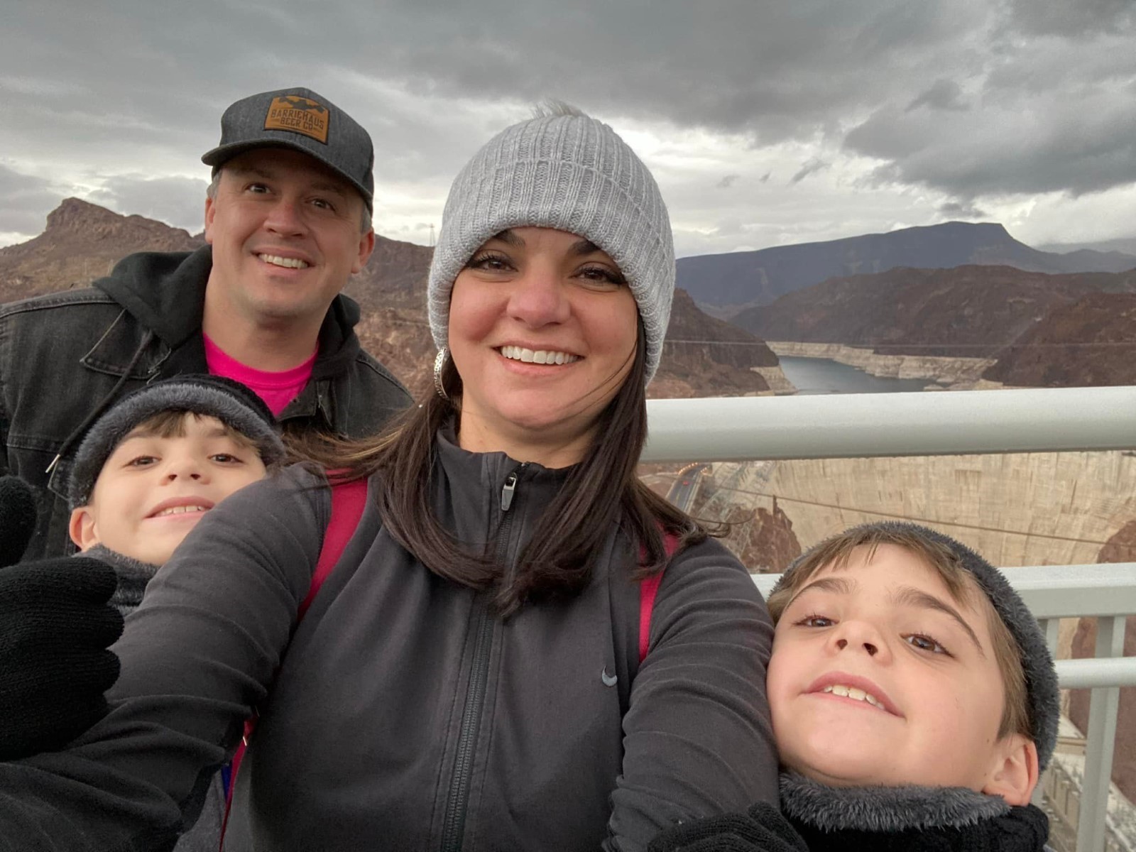 Family in front of Hoover Dam